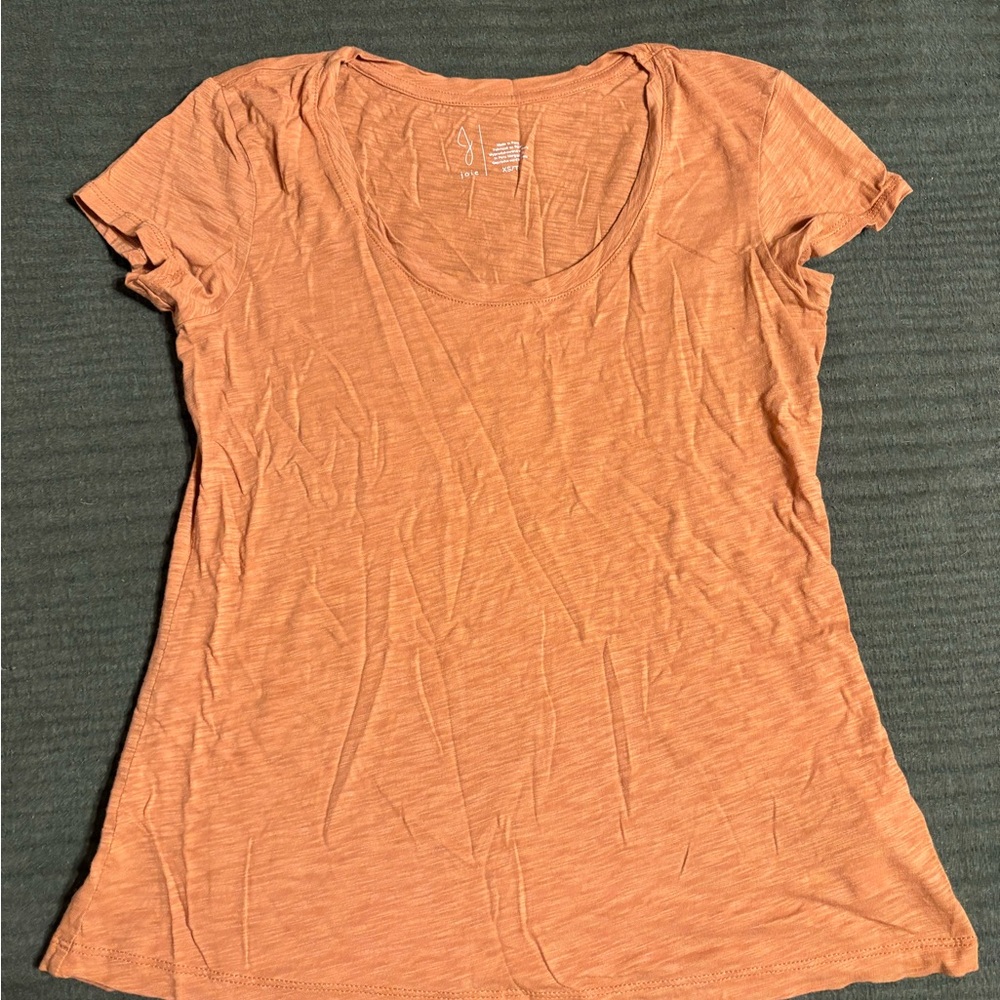 Joie Scoop Neck Short Sleeve Tee in Orange